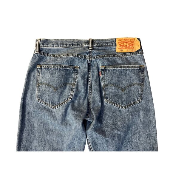 Levi’s 501 Jeans Mens 35x34 Blue Denim Button Fly Made in Egypt Used - Picture 6 of 15